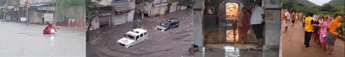 जयपुर में भारी बारिश से जनजीवन ठप: परकोटा और चारदीवारी क्षेत्र बने दरिया, काले हनुमान जी मंदिर और एसएमएस अस्पताल में भी घुसा पानी