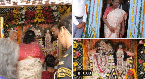 राष्ट्रपति द्रौपदी मुर्मू महाराजा एक्सप्रेस से पहुँचीं वृन्दावन — ठाकुर बांकेबिहारी, निधिवन, श्रीकुब्जा व सुदामा कुटी के किए दर्शन-पूजन 