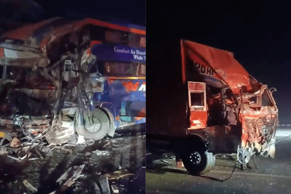 सीकर में भीषण सड़क हादसा: स्लीपर बस और ट्रक की आमने-सामने टक्कर, 4 की मौत, 18 से अधिक घायल — वैष्णोदेवी से लौट रहे तीर्थयात्री थे बस में सवार