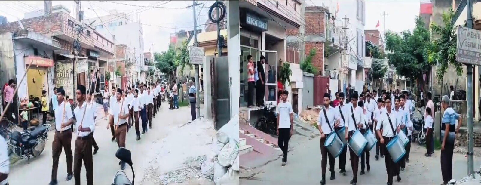 मुरलीपुरा में घोषवादन के साथ निकला आरएसएस का पथ संचलन