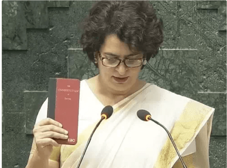 प्रियंका गांधी ने केरल के वायनाड से पहली बार लोकसभा सदस्य के रूप में शपथ ली