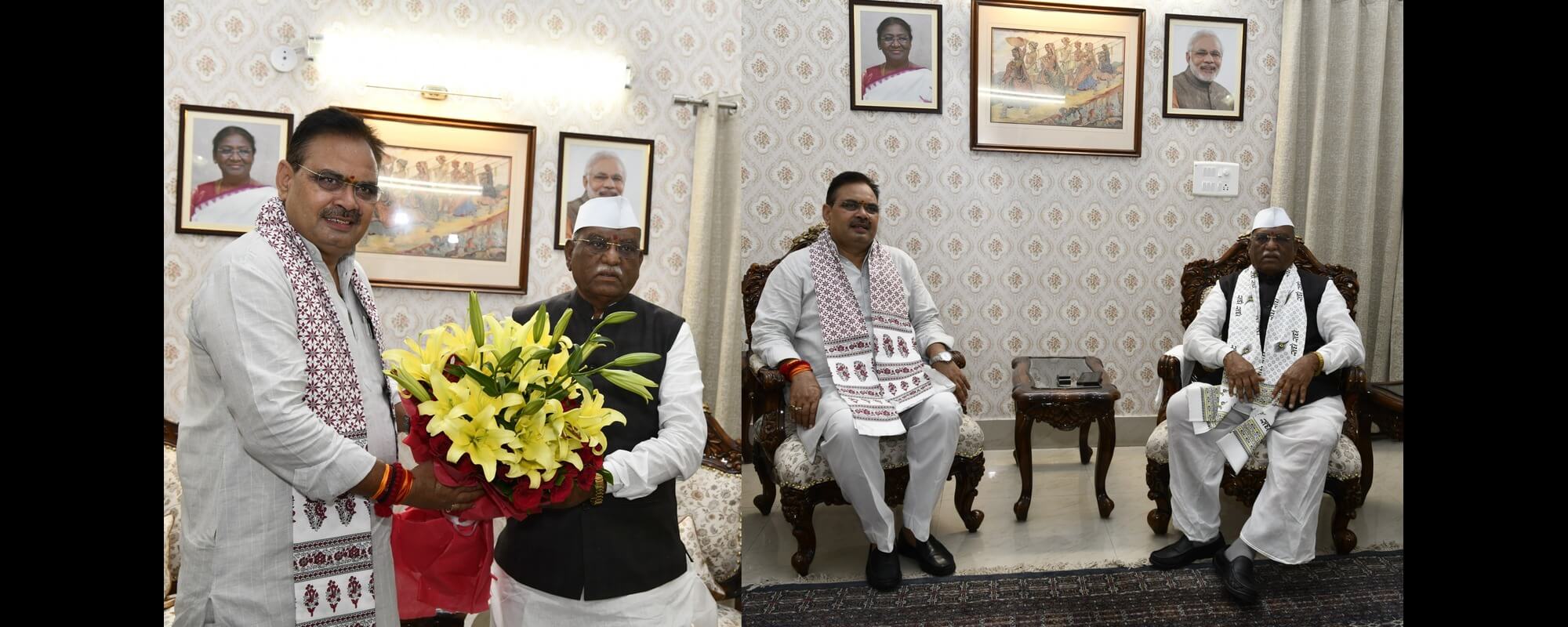 मनोनीत राज्यपाल हरिभाऊ किसनराव बागड़े से मुख्यमंत्री भजन लाल शर्मा ने शिष्टाचार मुलाकात की