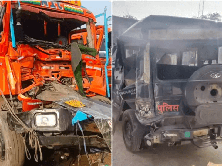 जयपुर-आगरा हाईवे पर ट्रक ने पुलिस वैन को मारी टक्कर, एक पुलिसकर्मी की मौत, दूसरा घायल