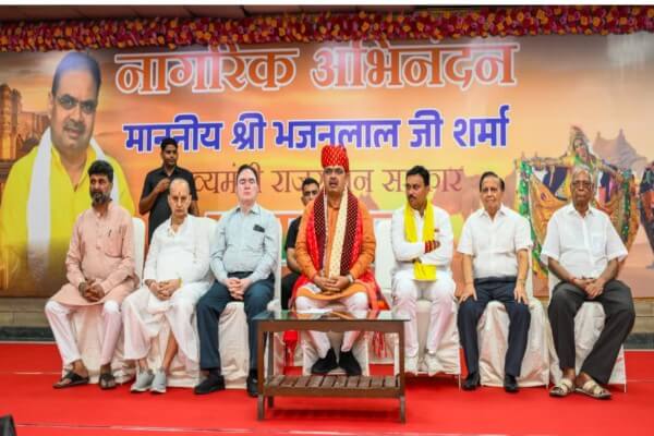 हावड़ा में प्रवासी राजस्थानियों ने किया मुख्यमंत्री भजनलाल शर्मा का अभिनंदन, बंगाल में ‘डबल इंजन’ सरकार का आह्वान