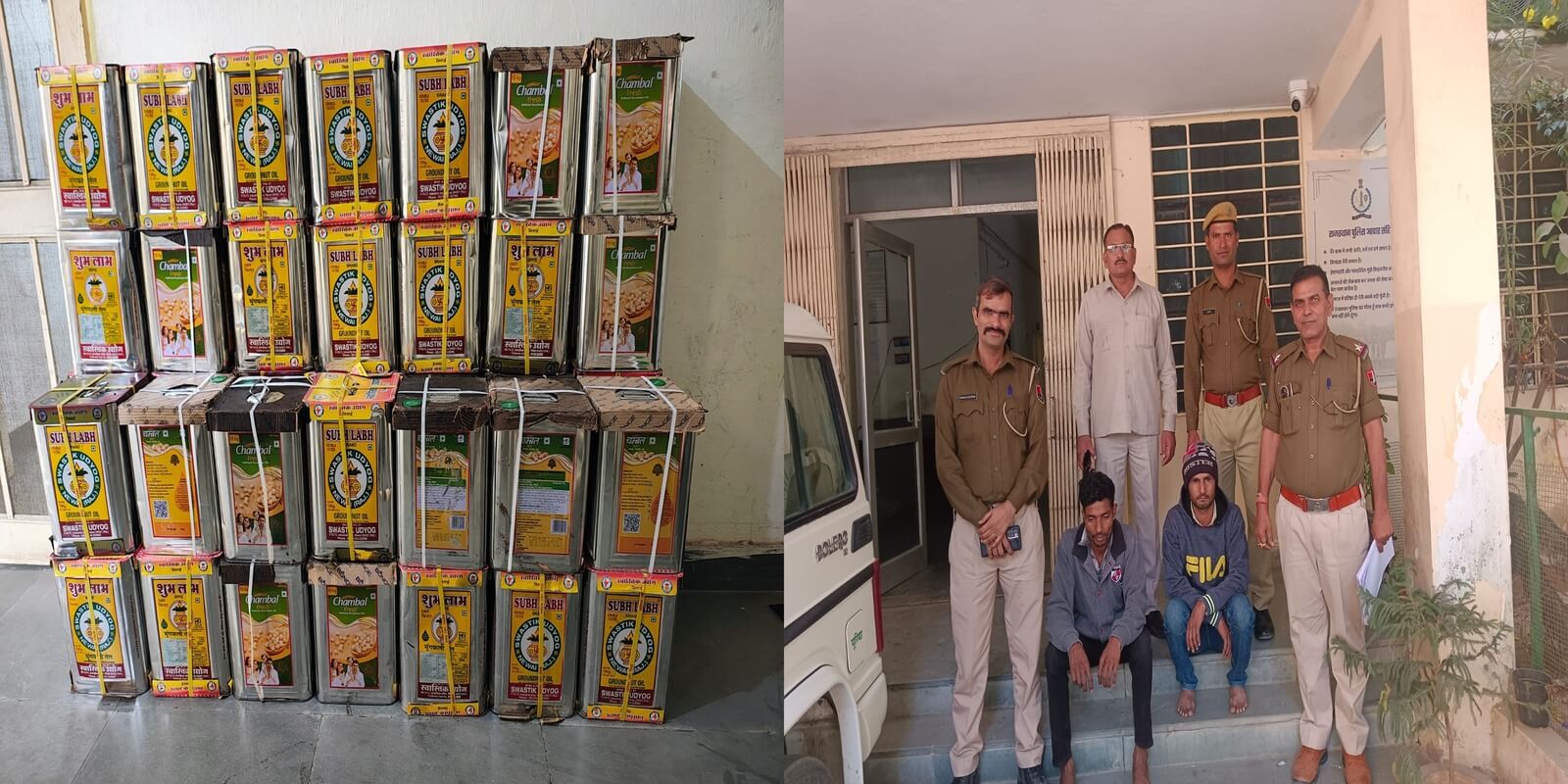 गोदाम से तेल टीन चोरी के दो आरोपी गिरफ्तार, 42 टीन बरामद, तेल टीन चोरी मामले में दो अन्य आरोपियों की तलाश जारी