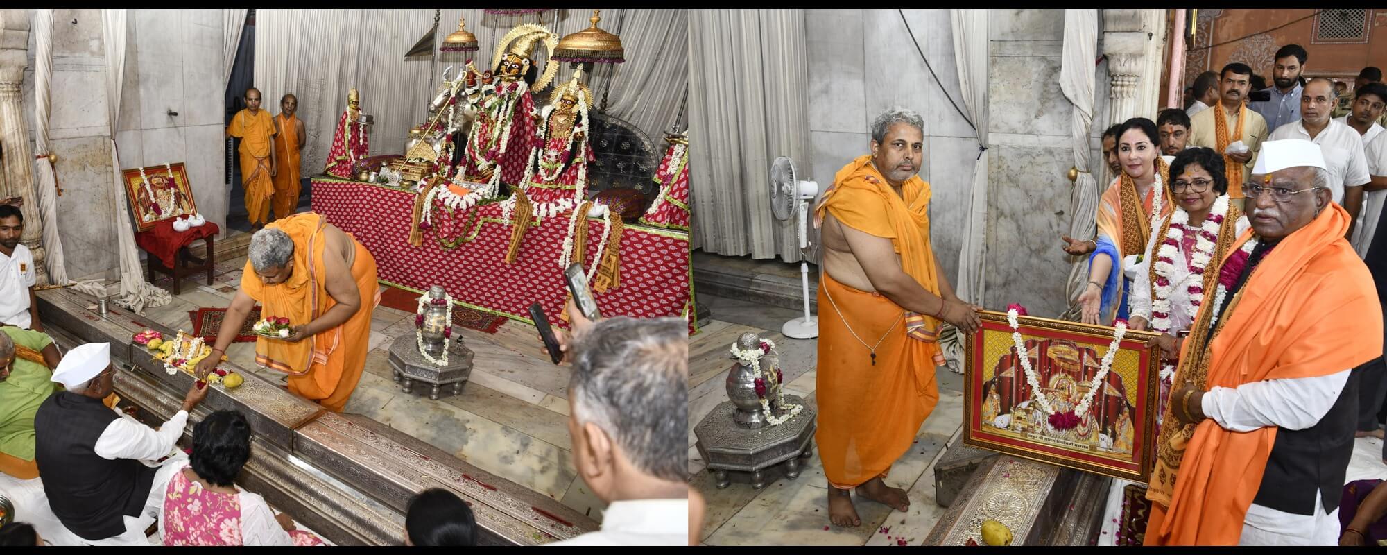 मनोनीत राज्यपाल हरिभाऊ किसनराव बागड़े ने गोविन्द देव जी मंदिर में पूजा अर्चना की