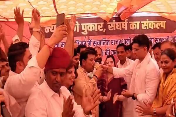 चाकसू में 9 दिन बाद खत्म हुआ वेद प्रकाश सोलंकी का अनशन: सचिन पायलट ने जूस पिलाया, तीन महीने में जांच पूरी करने का आश्वासन