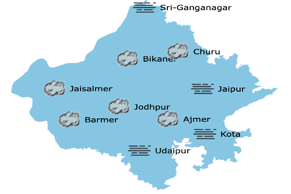 वेस्टर्न डिस्टर्बेंस के प्रभाव से राजस्थान में सर्दी हुई कमजोर, उत्तर-पश्चिम जिलों में रात के तापमान में 3 डिग्री तक बढ़ोतरी