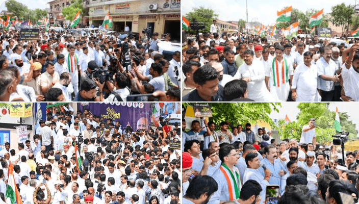 वोटर लिस्ट में गड़बड़ी के आरोप पर कांग्रेस का जयपुर में पैदल मार्च