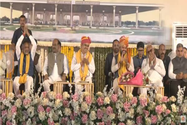 कोटा-बूंदी ग्रीन फील्ड एयरपोर्ट का मुख्यमंत्री भजनलाल शर्मा,लोकसभा अध्यक्ष ओम बिड़ला और केंद्रीय मंत्री के राम मोहन नायडू ने किया शिलान्यास, 1507 करोड़ की परियोजना से हाड़ौती को मिलेगी नई उड़ान