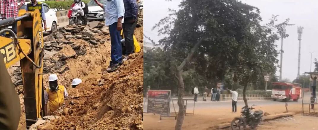 जयपुर में जेसीबी से खुदाई के दौरान पीएनजी गैस पाइप लाइन डैमेज, गैस रिसाव से हड़कंप