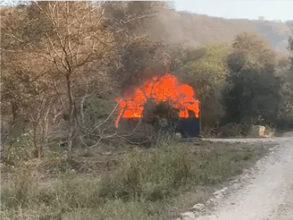 नाहरगढ़ बायोलॉजिकल पार्क में बड़ा हादसा टला: लायन सफारी के दौरान पर्यटकों से भरी कैंटर में लगी आग, सभी सुरक्षित बचाए 