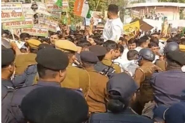 जयपुर में युवा कांग्रेस का मुख्यमंत्री आवास मार्च, तनावपूर्ण—पुलिस से धक्का-मुक्की, वाटर कैनन का इस्तेमाल: कई कार्यकर्ता हिरासत में