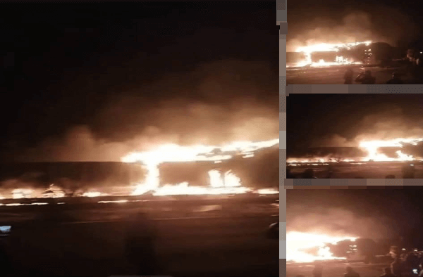 जोधपुर में भीषण सड़क हादसा: मूंगफली से भरे ट्रक में आग, ड्राइवर जिंदा जला; भारतमाला एक्सप्रेस-वे पर 5 किमी जाम