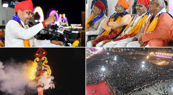 कोटा में दुनिया का सबसे ऊंचा रावण नहीं जला, मेघनाथ का ही जला मुंह,भजनलालऔर ओम बिरला रहे मौजूद