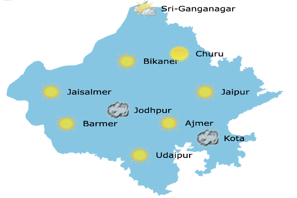 राजस्थान में 12 मार्च से तापमान में गिरावट, 14–15 मार्च को आंधी-बारिश के आसार