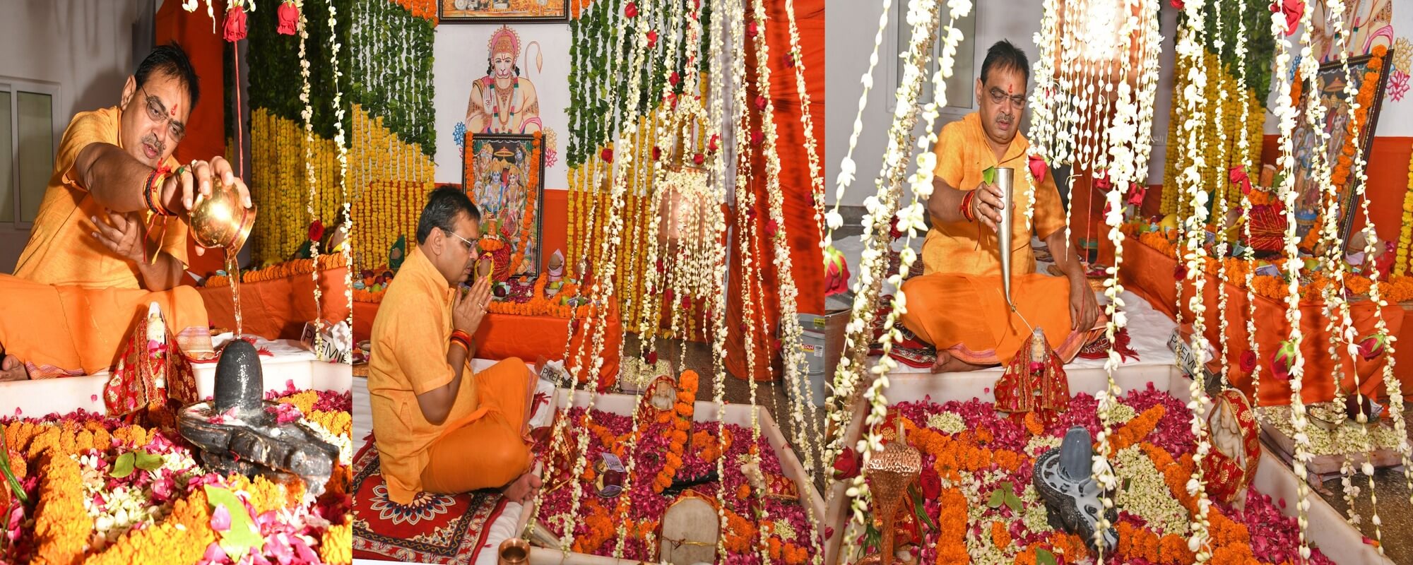 मुख्यमंत्री शर्मा ने सोमवार 11 अगस्त को अपने निवास परिसर में स्थित शिव मंदिर में पूजा अर्चना की