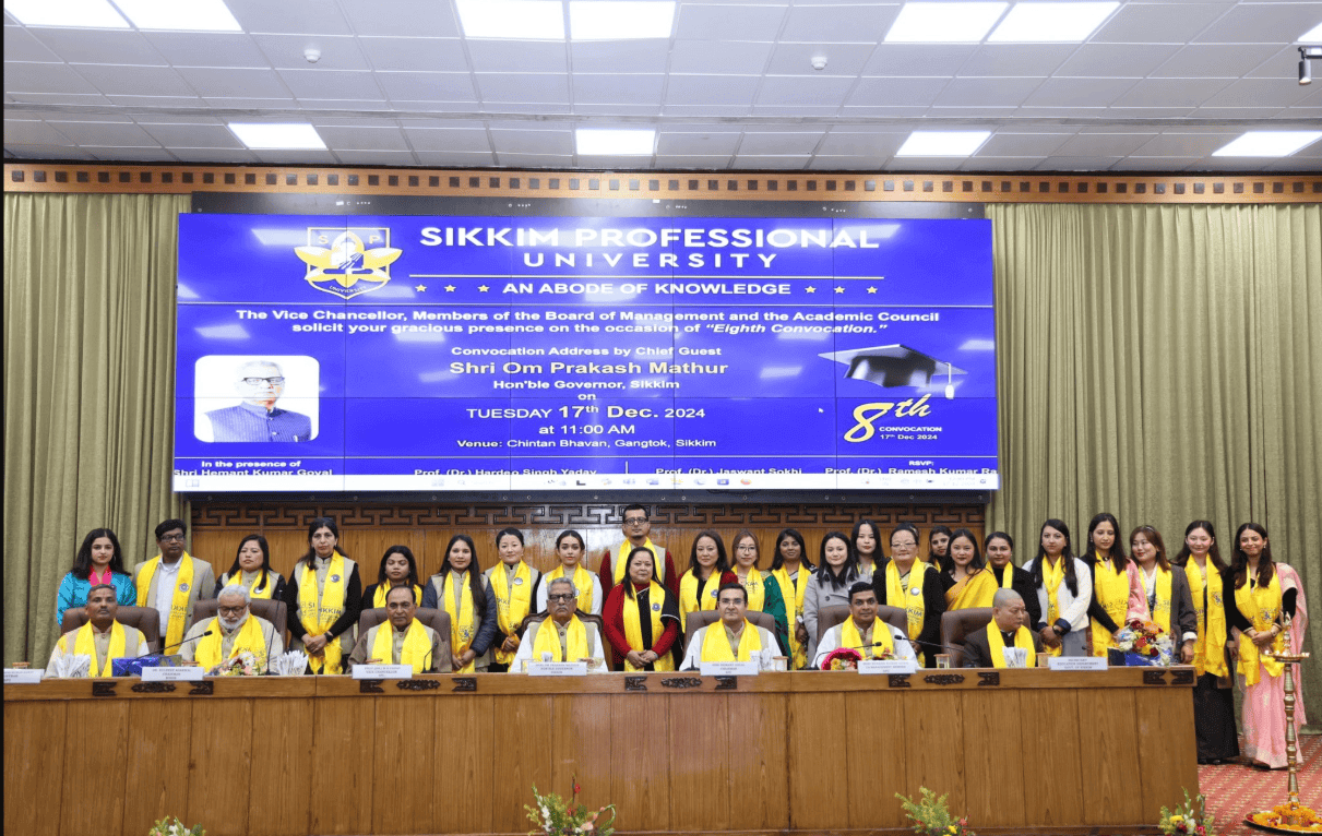 सिक्किम प्रोफेशनल यूनिवर्सिटी का 8 वां दीक्षांत समारोह संपन्न: राज्यपाल ओम प्रकाश माथुर ने शिक्षा, संस्कार और राष्ट्रीय विकास में उनके योगदान पर दिया जोर