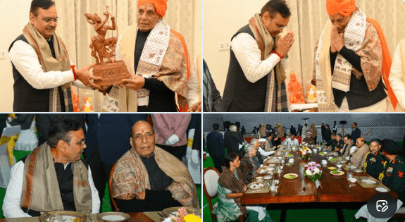 सेना दिवस पर रात्रिभोज,मुख्यमंत्री भजनलाल शर्मा ने किया केन्द्रीय रक्षा मंत्री राजनाथ सिंह, राजस्थान के राज्यपाल हरिभाऊ किसनराव बागड़े, मिजोरम के राज्यपाल जनरल वीके सिंह का अभिनंदन