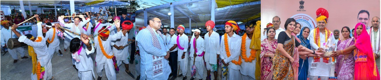 गेर नृत्य में शामिल मुख्यमंत्री भजनलाल शर्मा।बंबोरी गांव में मुख्यमंत्री भजनलाल शर्मा ने चौपाल में ग्रामीणों से संवाद । राजीविका महिलाएं