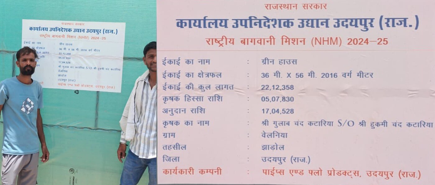 राज्यपाल गुलाबचंद कटारिया राष्ट्रीय बागवानी मिशन, ग्रीन हाउस सब्सिडी, लघु सीमांत कृषक, उदयपुर समाचार, झाड़ोल वेलनिया फार्म हाउस,