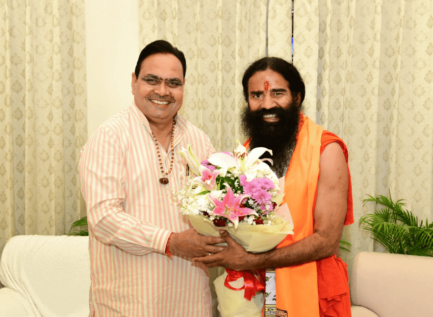 मुख्यमंत्री भजनलाल शर्मा से योग गुरु स्वामी रामदेव की शिष्टाचार भेंट, आयुर्वेद और योग के विकास पर चर्चा