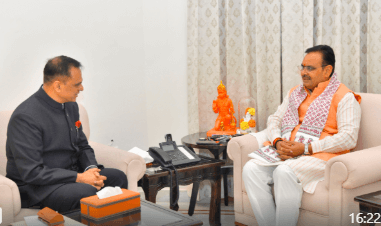 मुख्यमंत्री भजनलाल शर्मा से नवनियुक्त मुख्य सचिव वी. श्रीनिवास की शिष्टाचार भेंट