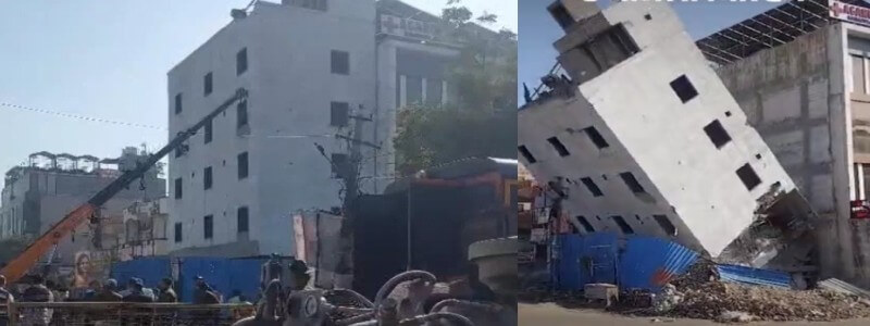 जयपुर में 5 मंजिला निर्माणाधीन होटल ढहाया : मालिक का विरोध, JDA बोला– बिना अनुमति रेजिडेंशियल एरिया में बनाया था कॉमर्शियल भवन