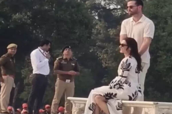 डोनाल्ड ट्रंप जूनियर पहली बार पहुंचे ताजमहल; गर्लफ्रेंड संग डायना बेंच पर फोटो, 7–8 लाख के कोहिनूर सुइट में किया लंच